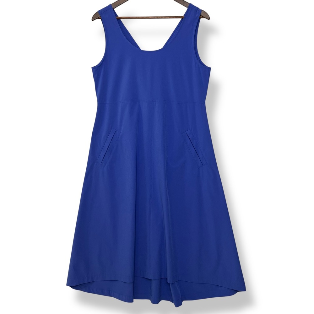 Habitat Dress S Blue Performance Travel Tank Surplice Back High Low Pockets‎
